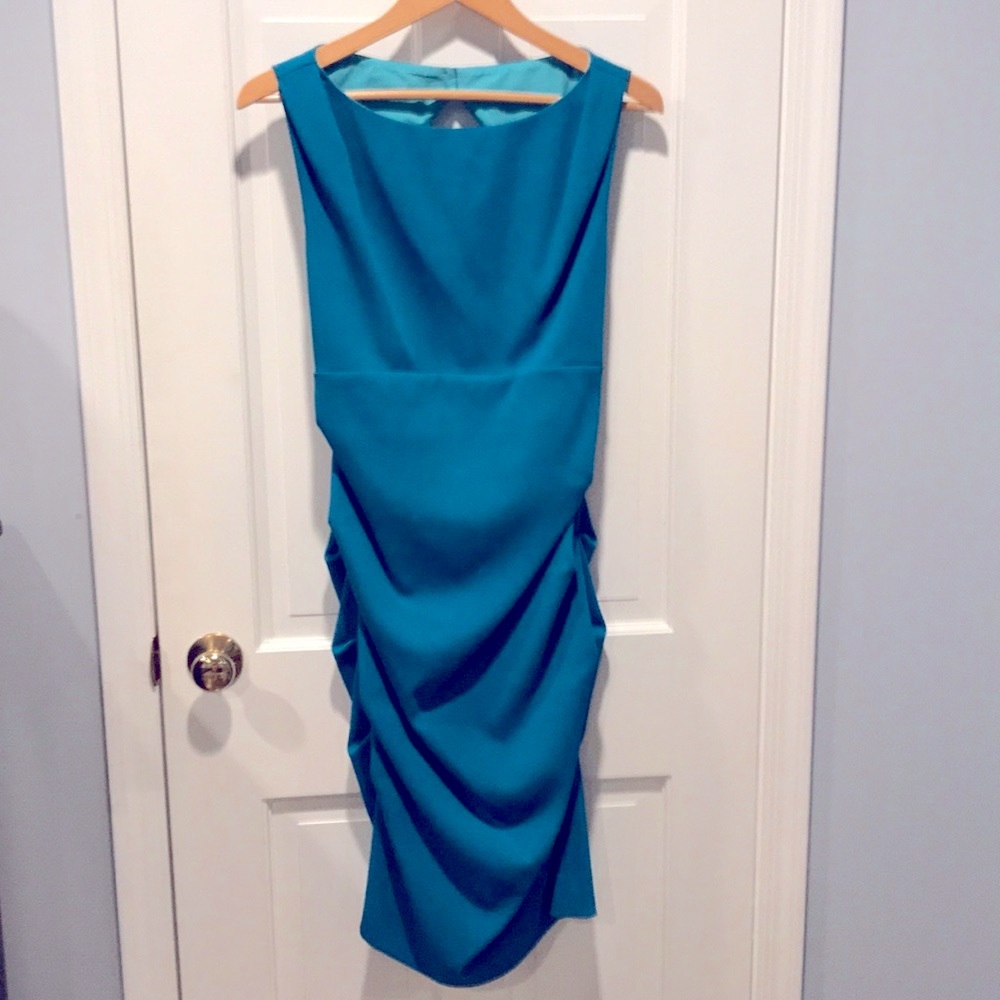 Nicole Miller teal evening dress